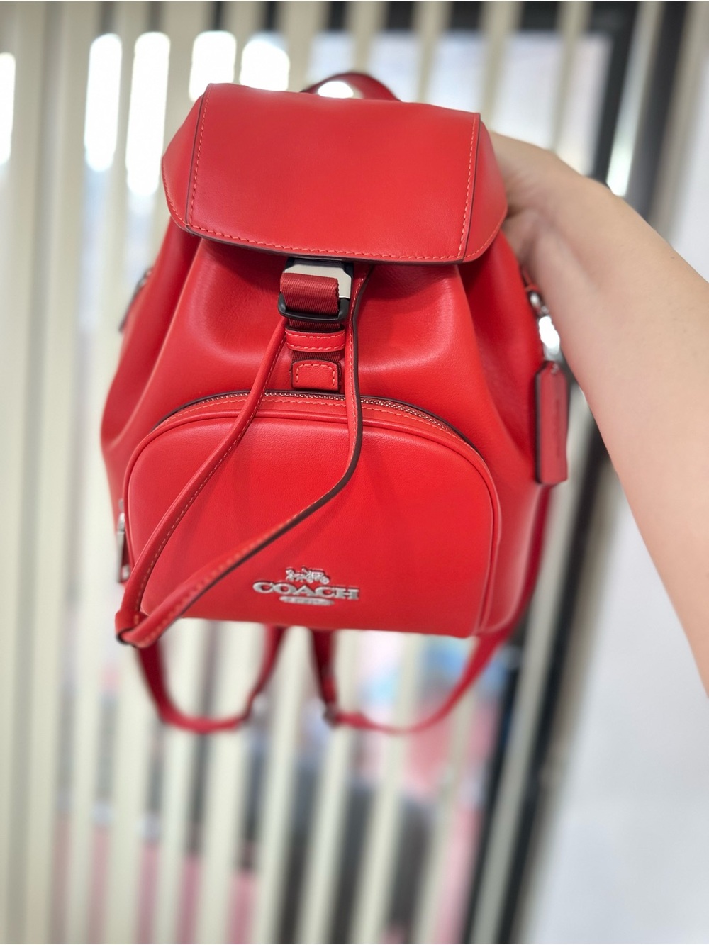 Coach Pace Small Backpack Miami Red with side zipper pocket-Like New ♥️ - Picture 1 of 11